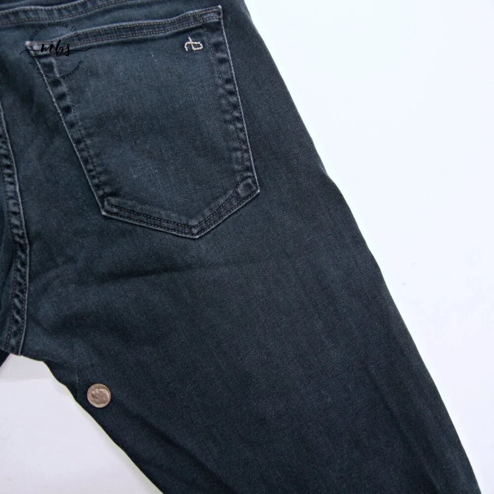 Rag & Bone Standard Issue Mid Rise Button Fly Skinny Leg Distressed Jeans Men 32